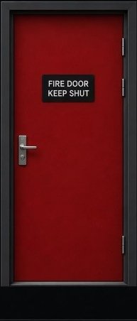 Certified Red Fire Door with Keep Shut Sign